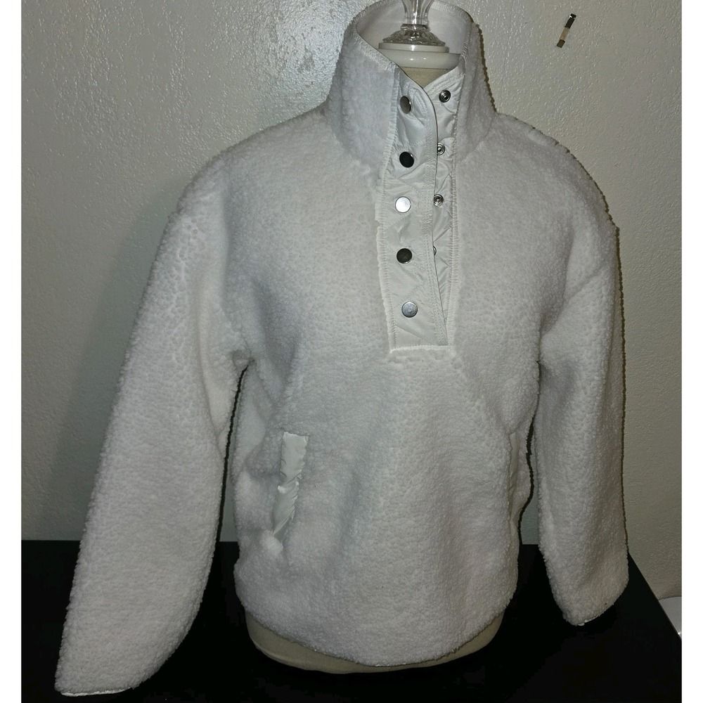 NWT Athleta Cozy Sherpa Snap Sweatshirt Women's XS White Fleece Fuzzy